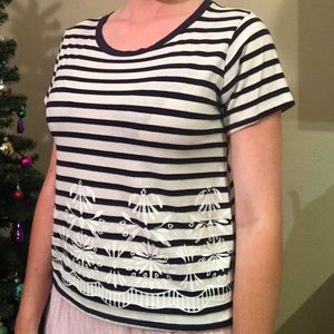 Small Dark Navy Blue and White Stripped T-Shirt